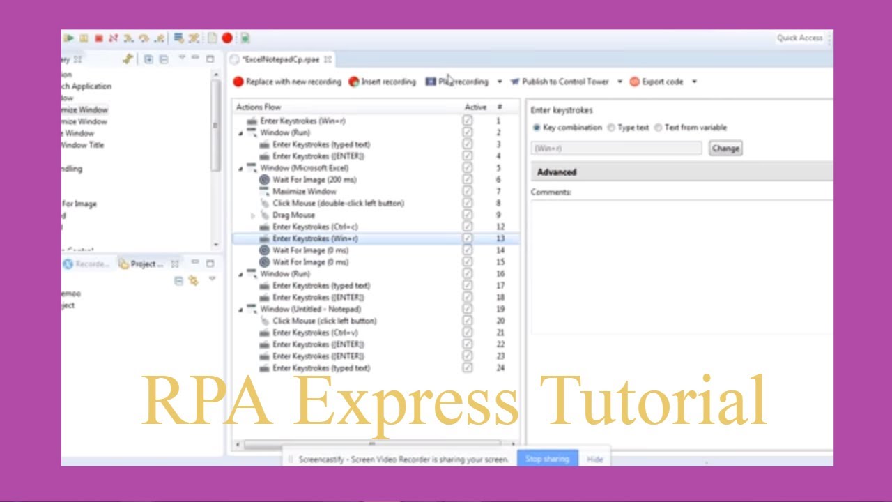 Workfusion Rpa Express Lesson 3 Tutorial On Excel To Notepad Training