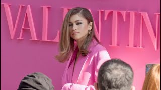 The beautiful Zendaya gives some love to her fans at the Valentino Fashion show in Paris