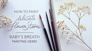 Watercolor Brush Control Technique // Baby's Breath Flowers Painting Demo