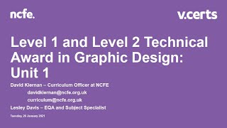 LEGACY – Level 1 and Level 2 Technical Award in Graphic Design: Unit 1 - Jan 2021