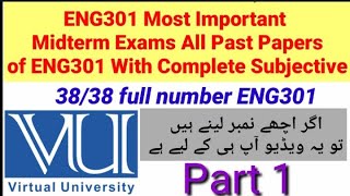 ENG301 Most Important Midterm MCQs || ENG301 Midterm Exams preparation