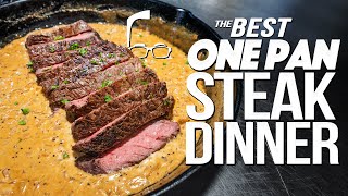 THE BEST ONE PAN STEAK DINNER THAT WILL DEF GET YOU #^&! | SAM THE COOKING GUY
