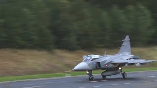 Gripen practicing landing and take off from a road base