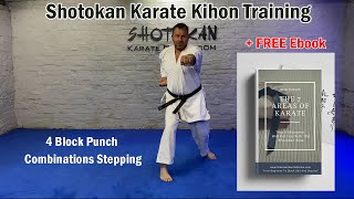 Shotokan Karate Kihon Training 4 Basic Stepping Block Punch Combinations