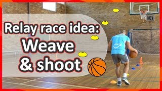 Relay race: Basketball › Weave \u0026 shoot | Teaching fundamentals of PE (K-3)