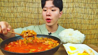 고추장찌개 대접밥! 얼큰 달달 국물이 진한게 끝내줍니다~! RED PEPPER PASTE STEW KIMCHI KOREAN FOOD ASMR MUKBANG