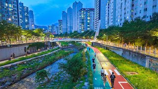 [Eng Sub] Seoul Night Walk Danghyeoncheon Trail in Nowon-gu Neighborhood | 4K HDR