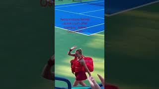 Petra Kvitova leaves centre court after losing to Jelena Ostapenko