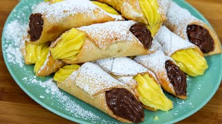 CANNOLI CILENTANI with custard and chocolate an easy Cilento recipe from Nonna Claudia's kitchen