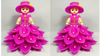 DIY FOAM KI GUDIYA SAJANE KA NAYA TARIKA /FOAM DOLL DECORATION IDEA /FOAM CRAFT /DOLL DECORATION