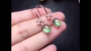 Prehnite Stone Drop Grape Earrings