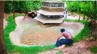 Build a Beautiful survival Fish pond in the forest