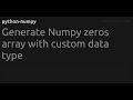 Generate Numpy zeros array with custom data type