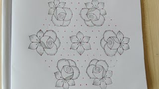 15*8 dots kolam # rose kolam # pongal Kolam # muggulu rangoli # Poo kolam # flower kolam