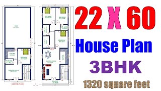 22 X 60 feet House Plan | घर का नक्शा 22 फ़ीट X 60 फ़ीट | Ghar ka Naksha | Home Design