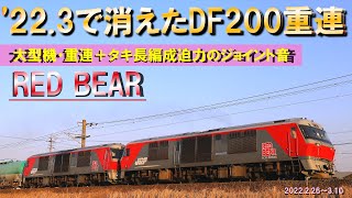 DF200重連+タキ 迫力の加速音+ジョイント音！！夕日キラリ～'22.3ダイヤ改正で消えた重連8075レの記録～