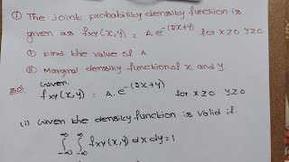 joint probability density function - Problems