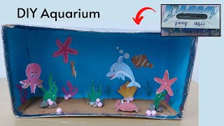 DIY Fish aquarium using empty tissue box for school project | Easy kids craft tutorial Fish aquarium