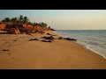 Full Sunset on a Sandy Beach with Sacred Rocks and Ocean Waves, ASMR, 1.5H in 4K