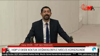 HDP’Lİ EKSİK KOLTUK DEĞNEKLERİYLE MECLİS KÜRSÜSÜNDE