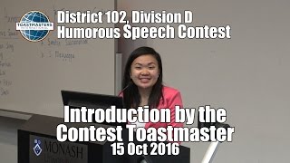 Division D Humorous Speech & Evaluation Contest (15 Oct 2016)