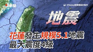 花蓮發生規模5.1地震　最大震度4級｜@ettoday 新聞