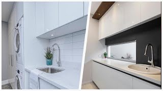 75 Limestone Floor Laundry Room With White Countertops Design Ideas You'll Love 🔴