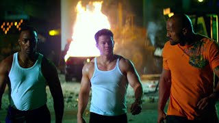 We decided to stage a suicide. Mark Wahlberg, Dwayne Johnson, and Anthony Mackie in Pain & Gain 2013