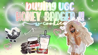 BUYING💰 UGC HONEY BADGER😱💕 w/ @AdorbsxCookie 😘💖 #adoptmeroblox #preppyroblox #preppyyyy #robux