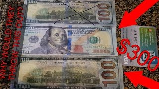 (CASH) FOUND HUNDRED DOLLAR BILLS DUMPSTER DIVING BANK!! (COUNTERFEIT)
