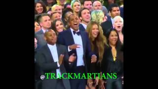 ‪Official Audio of JAY Z & BEYONCE reaction to KANYE WEST to BECK‬ at the ‪2015 Grammys