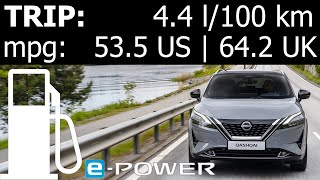 Nissan Qashqai e-Power Hybrid: trip with fuel consumption (economy) in city, highway. Efficient! MPG