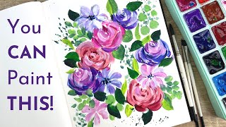 How to Paint Loose Flowers with Gouache, no Drawing Involved!