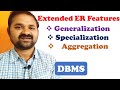 Extended ER Features || Generalization || Specialization || Aggregation || DBMS
