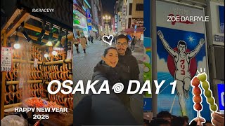 JAPAN VLOG 🇯🇵✧ *:･ﾟ| Osaka : day 1 New year 2025 + street food 🍥˚˖𓍢ִ໋🍡