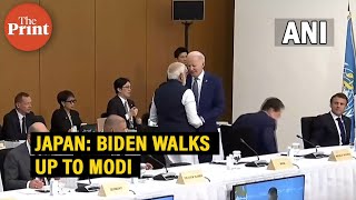Watch: US President Joe Biden walks up to meet PM Modi in Hiroshima, Japan