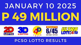 Lotto Result Today 9pm January 10 2025 PCSO