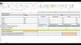 CSE Lecture Countif Function Examples