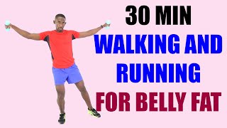 30 Minute Indoor Walking and Running Workout for Belly Fat/ Dumbbell Cardio Workout 🔥 350 Calories 🔥