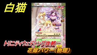 白猫　トリニティウェディング攻略　花嫁パワー（物理）　ガチャキャラ　フラン（剣）メラルーカ（杖）シャルロット（鎖剣）　＃１９　【白猫プロジェクト】