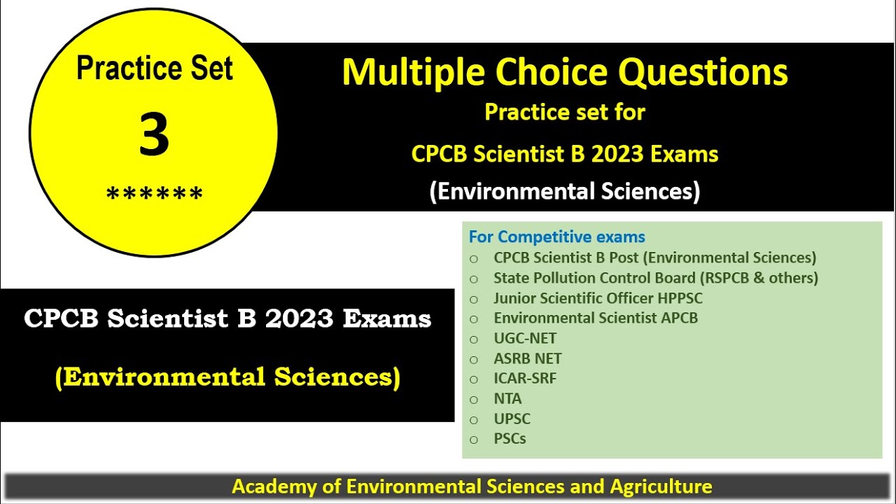 CPCB Scientist B Environmental Sciences MCQ Set 3 I Question For CPCB ...