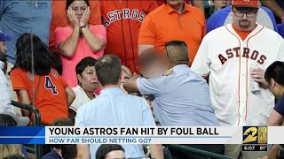 Young Astros fan hit by foul ball