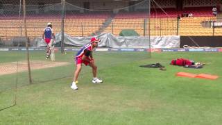 Virat Kohli takes the speed catching test