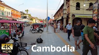 Sunset walking tour in Siem Reap, Cambodia🇰🇭 | 4K60fps