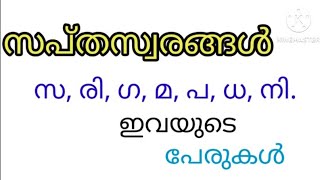 സപ്തസ്വരങ്ങൾ. പേരുകൾ.7- സ്വരങ്ങൾ