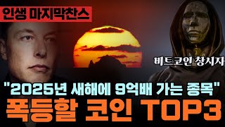 2025년 새해 [특별방송] 2025년에 바로 폭등하는 코인 3가지 공개합니다 이 코인은 무조건 가지고 계셔야 평생 후회 안합니다 #해돋이