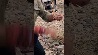 How to make a flint and steel fire using river rocks in Northern Territory Australia #bushcraft