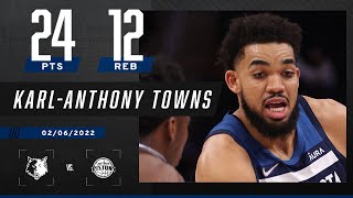 Karl-Anthony Towns POWERS down 225th career double-double 👀