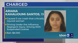 Hawaii police charge Hilo woman with multiple offenses after 3-car collision leaves 1 critically hos