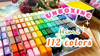 Unboxing the biggest gouache set🎁 himi twin cup jelly gouache paint set 112 colors 🎨 ASMR calm music